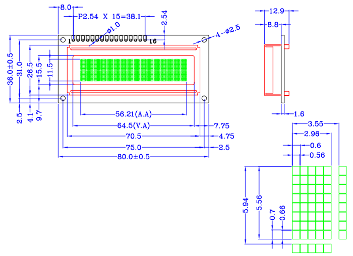 LH1602B�����ַ���ͼֽ